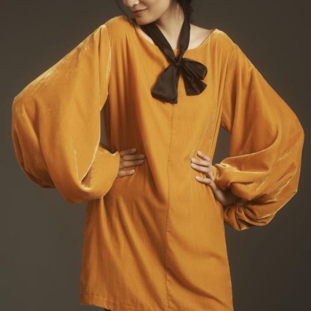 RHODE Benji dress in Carmen Yellow velvet NWT